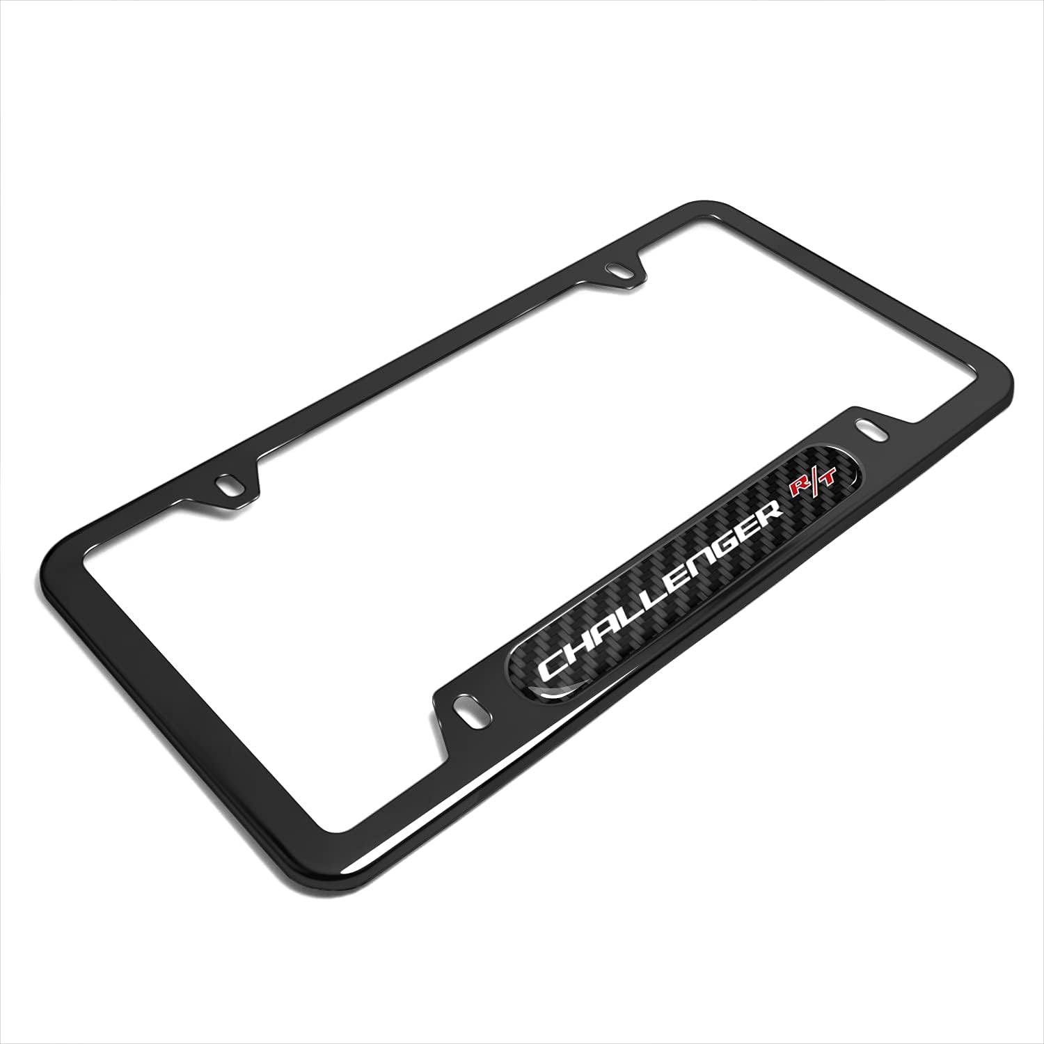 Marco de matrícula de acero inoxidable de 50 estados compatible con Dodge Challenger RT Real Carbon Fiber Insert Black 50 Estados