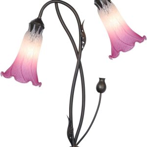 Bieye L10847 Lámpara de mesa de cristal soplado con flores de lirio para decoración de sala de estar y dormitorio (2 luces, rosa) Bieye L10847 Lámpara de mesa de cristal soplado con flores de lirio para decoración de sala de estar y dormitorio (2 luces, rosa)