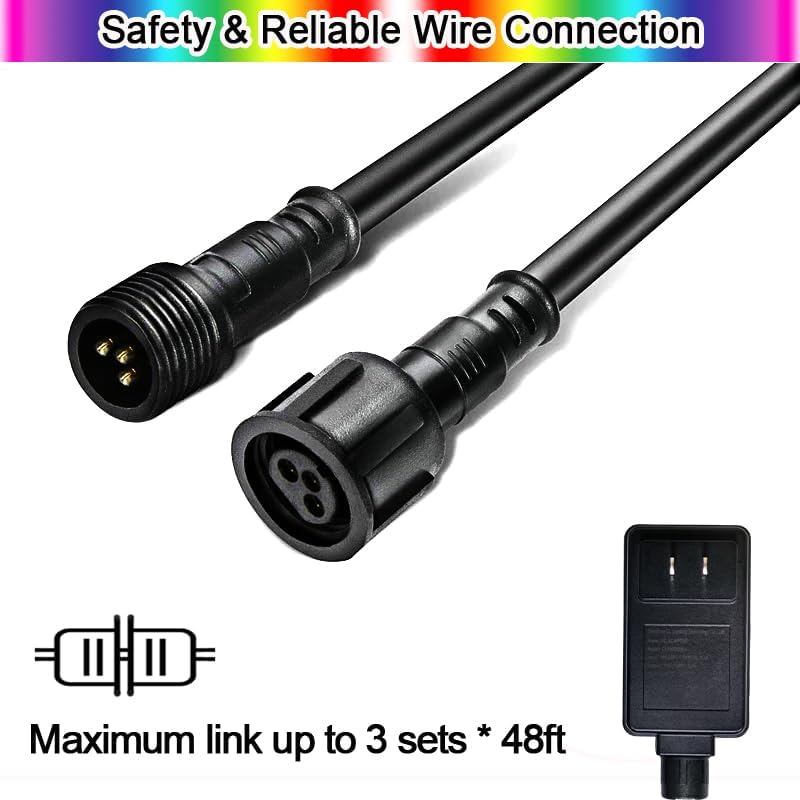 Cadena de luces inteligentes para exteriores de 48 pies, cambio de color con flash de música, bombilla LED S14 regulable WiFi inastillable,