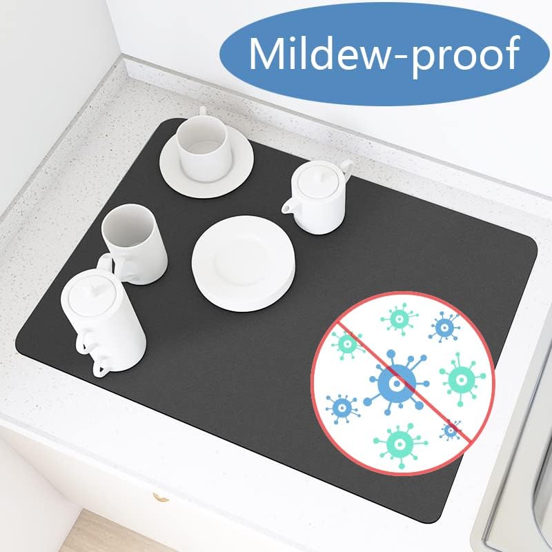 TCASH Tapete de secado de platos para encimera de cocina, 24 x 16 pulgadas, tapete de drenaje súper abosrbente, almohadilla de secado de platos