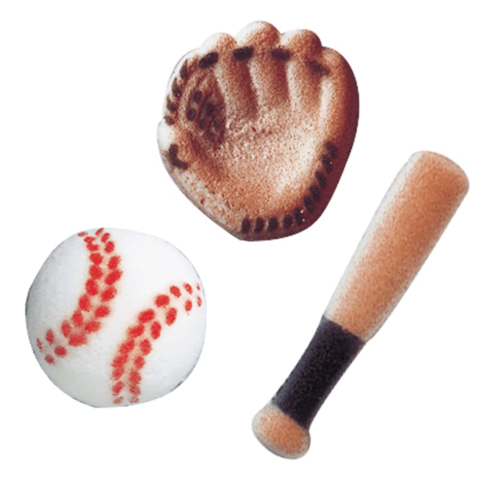 Paquete de 24 decoraciones de azúcar de béisbol para pasteles, cupcakes, pasteles, donas, galletas