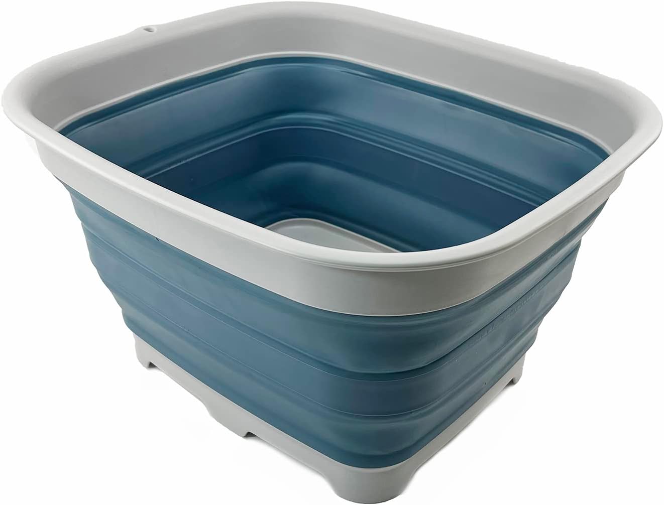 SAMMART Sartén plegable de 15 litros con tapón de drenaje, lavabo de lavado plegable, tina portátil para lavar platos, bandeja de almacenamiento de