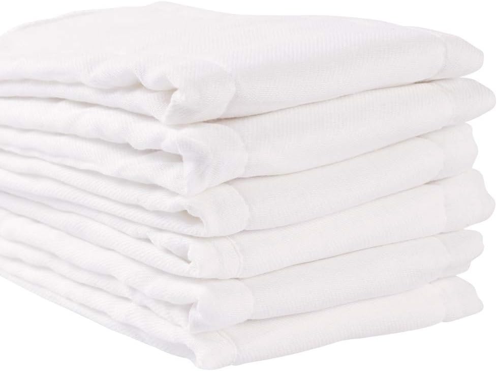 Pañales de tela preplegados de algodón, 100% algodón de primera calidad sin blanquear, pañales lavables de 6 capas para bebés y niños pequeños