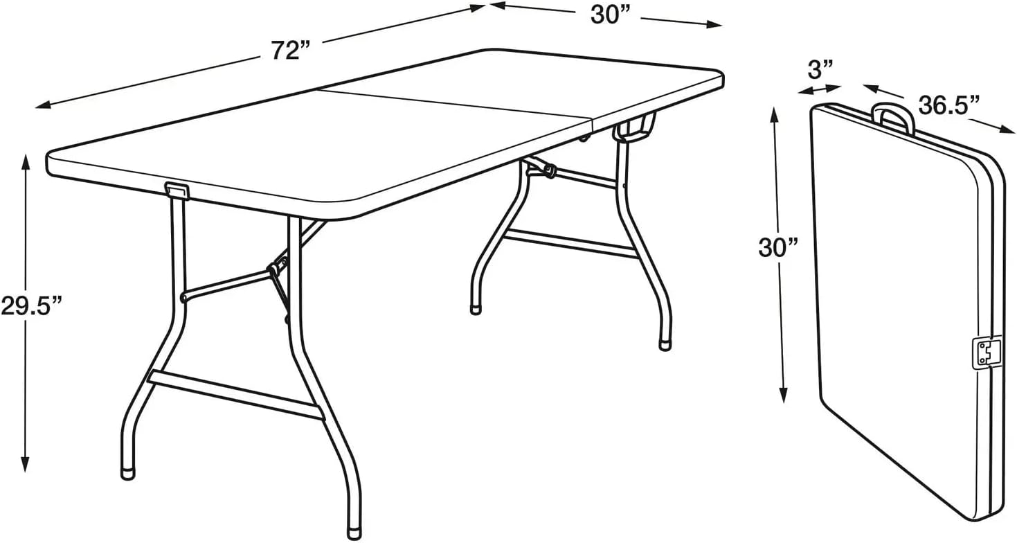 Sthnetty Mesa plegable de 6 pies, mesa plegable de plástico de 6 pies para exteriores e interiores, mesa larga portátil de fiesta, mesa de camping