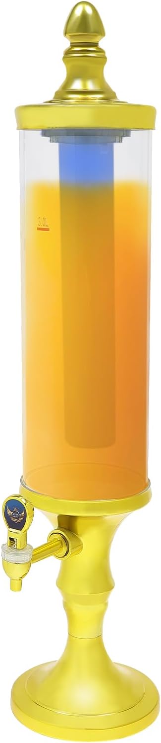Dispensador de torre de cerveza de 3 litros con tubo de hielo y dispensador de cerveza de mesa ligera, 3.2 cuartos de galón 102 onzas, dispensador