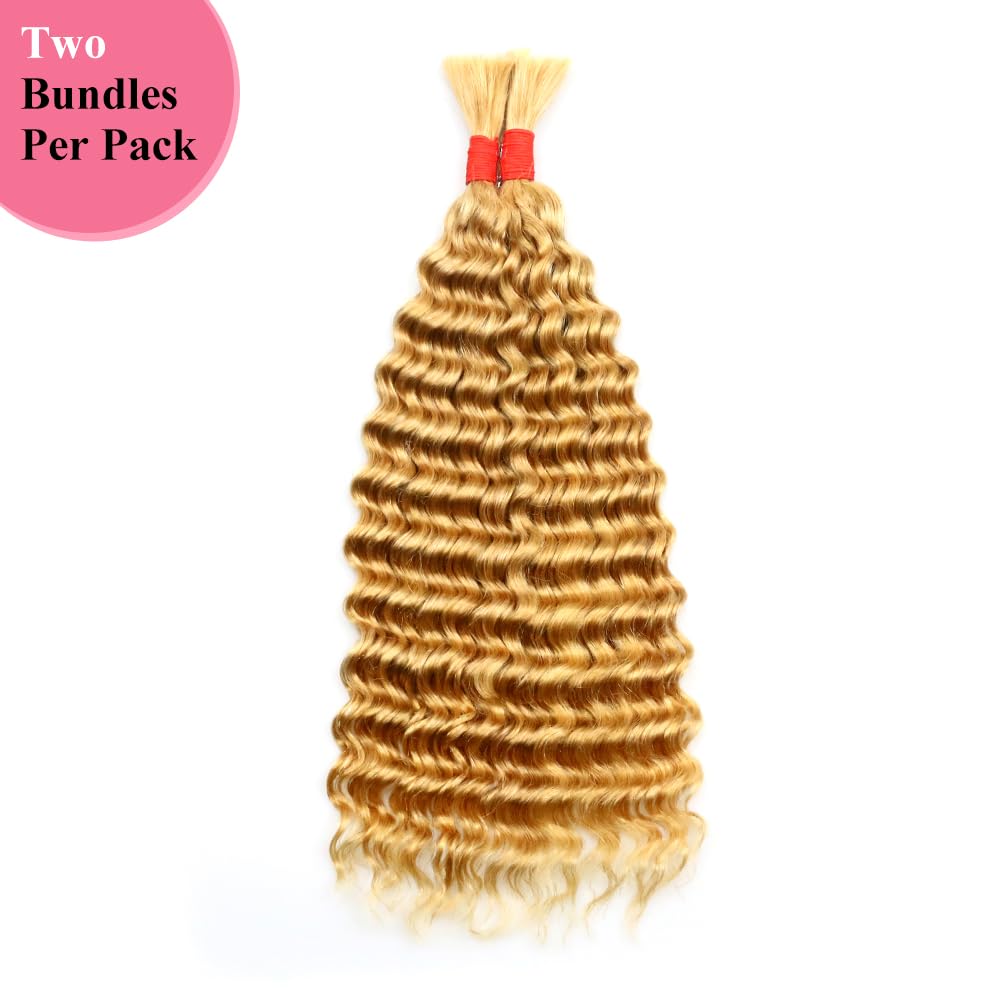 Cabello humano ondulado profundo a granel para trenzar, sin trama, 3.53 oz (1 paquete-2 paquetes), 100% cabello humano virgen brasileño sin