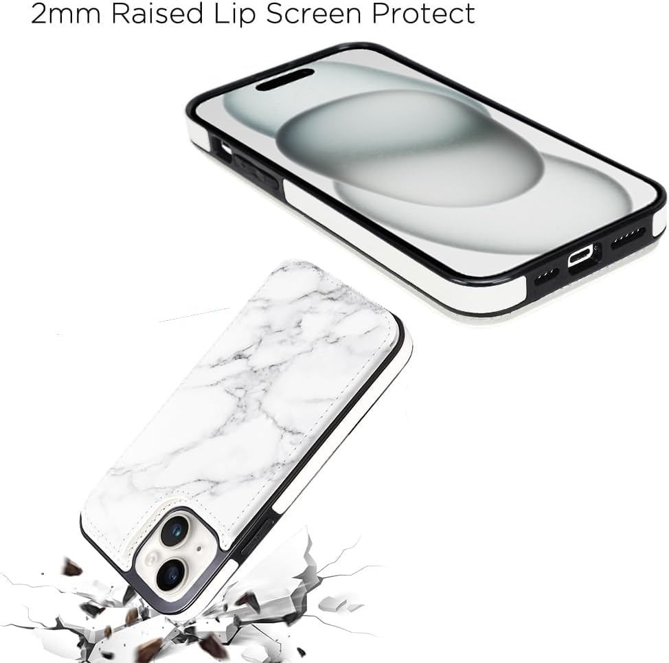 uCOLOR Funda compatible con iPhone 15 de 6.1 pulgadas con ranura para tarjetero, función atril, doble cierre magnético y diseño de bloqueo RFID