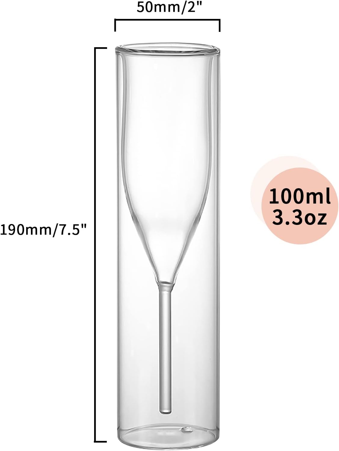 Copas de flauta de champán de doble pared, 4 copas creativas de cristal transparente, copas de tostar sopladas a mano para catering, bodas, fiestas,