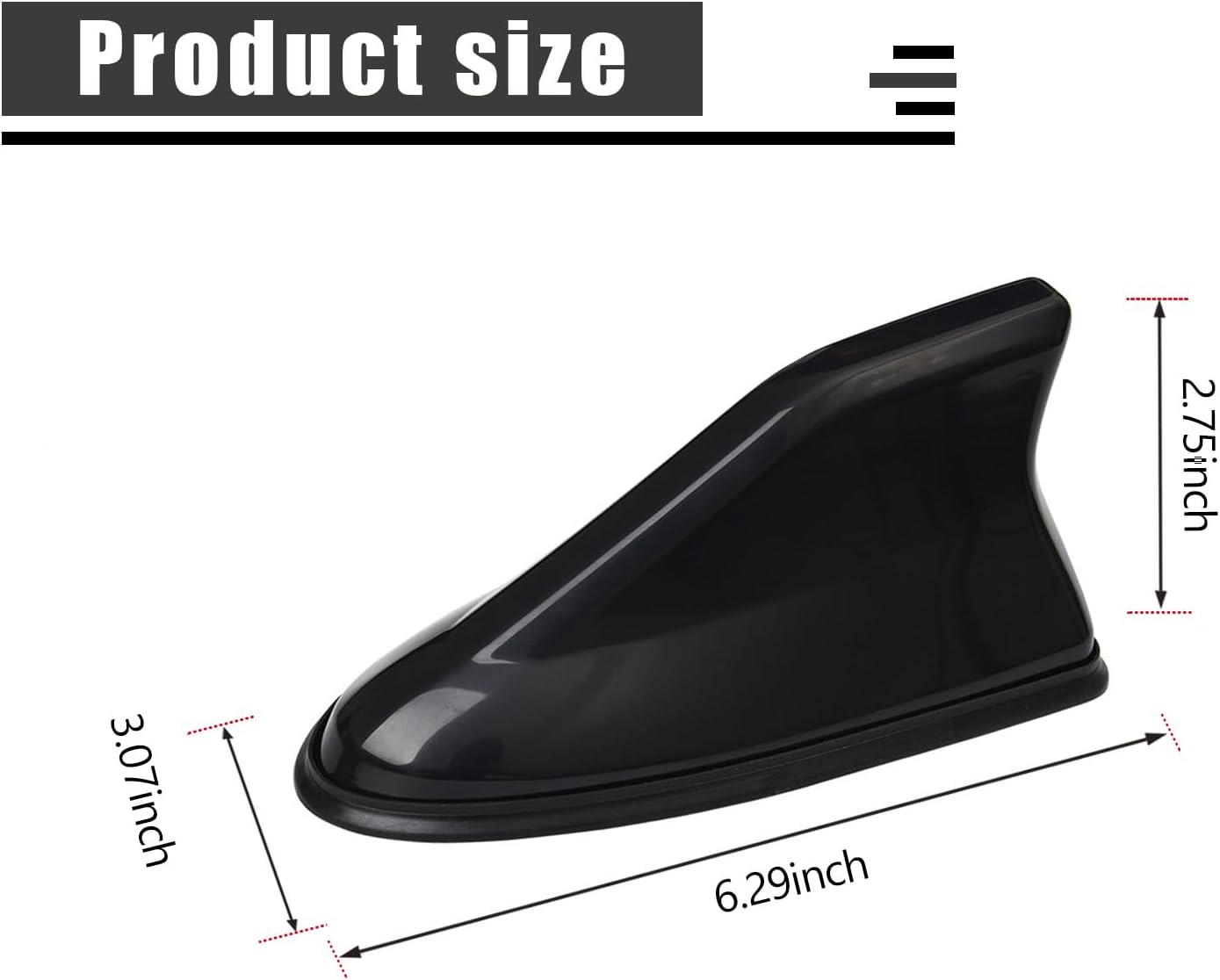 1 antena de modificación de aleta de tiburón para automóvil, 6.2 pulgadas x 2.7 pulgadas x 3.0 pulgadas, antena de señal impermeable ABS con