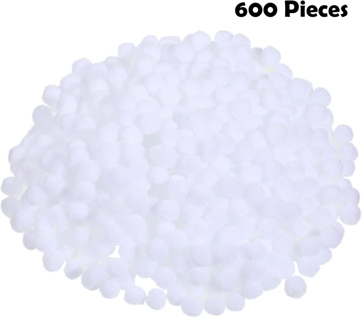 Boao 600 Pieces Christmas Pom Poms Balls, Assorted Sizes Arts and Craft Pompoms Fluffy Pom Balls Mini for Christmas DIY Party Decorations (White,