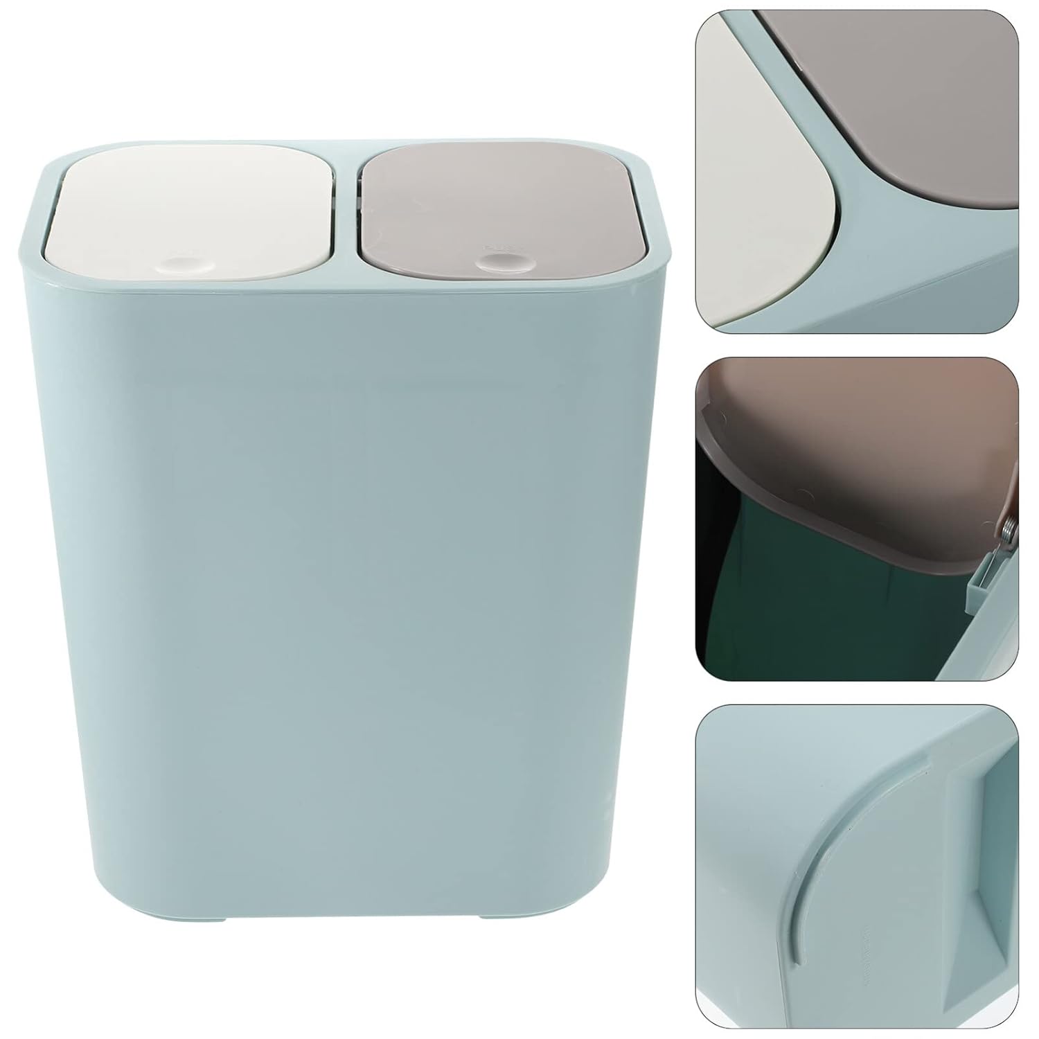 Zerodeko Cubo de basura clasificado húmedo y seco, cubo de basura con doble compartimento, contenedor de basura para reciclaje, cubo de basura para