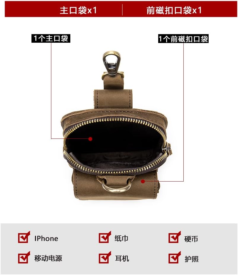 Riñonera de cuero para teléfono celular, funda pequeña con clip para cinturón para teléfono celular, de 6.7 pulgadas, de piel sintética, para