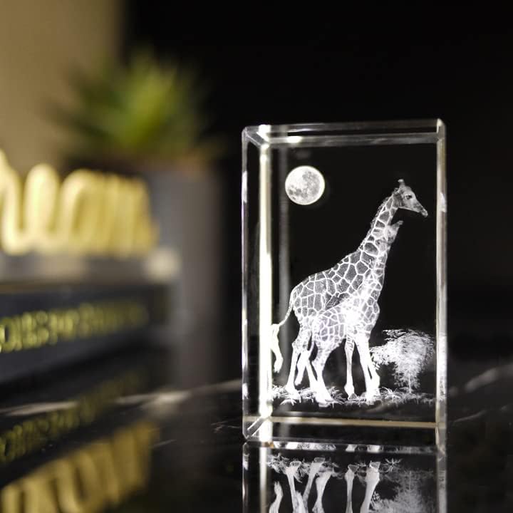 Regalo de jirafas para decoración del hogar, cristal 3D K9 para amantes de los animales, zoológico, safari, amor, amistad, decoración de guardería,