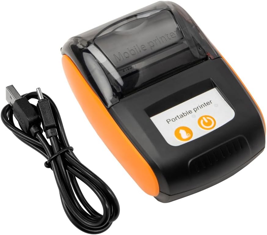 Impresora portátil de recibos de 2.283 in Mini impresión térmica inalámbrica BT USB Impresora móvil con rollo de papel térmico de 2 pulgadas