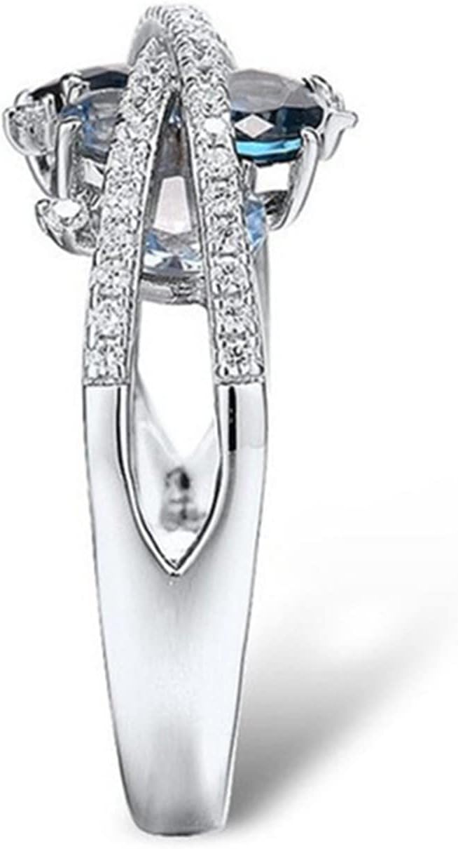 kdhgoo Anillo doble X de moda para mujer con hueco y incrustaciones de diamantes tamaño 5-11, anillo de mujer retro creativo nuevo anillo de circón