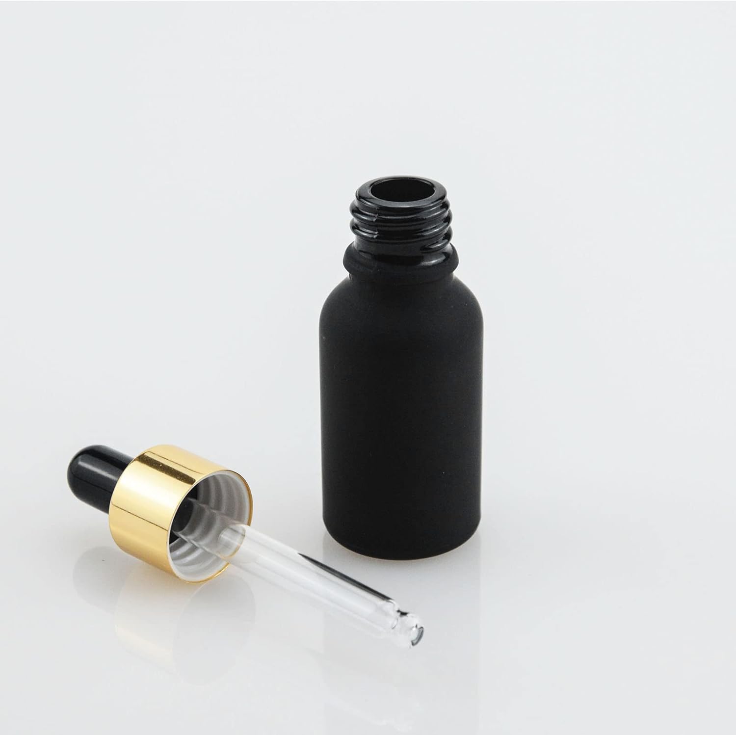 10 botellas con cuentagotas de vidrio esmerilado negro de 12 oz (0.5 fl oz), perfume, aromaterapia, cosméticos, aceites esenciales, muestra de mini