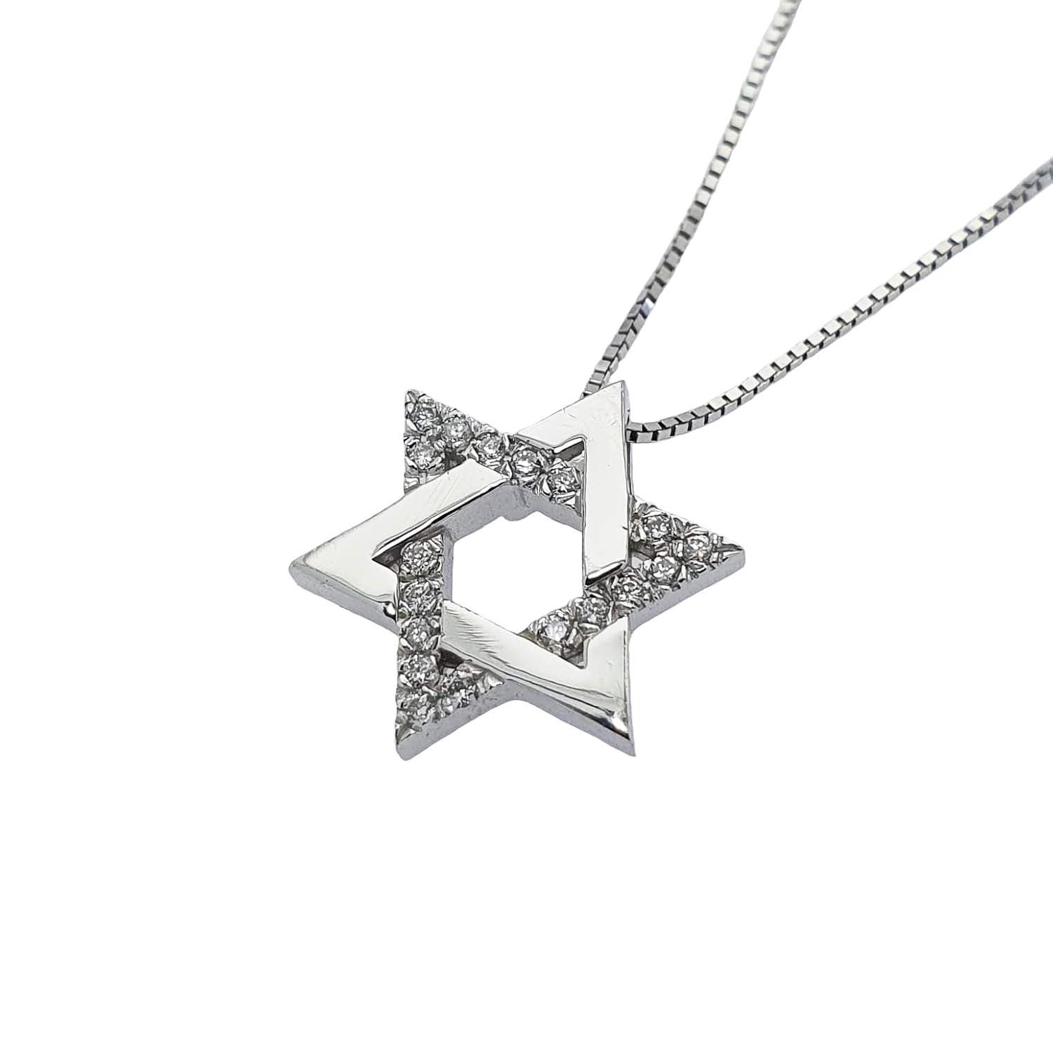 18k White Gold Diamond Star of David Necklace, Rhodium Plated,Gold Necklace For Women, Simple Minimalist Jewelry, Gift for Her, Gold Jewelry,
