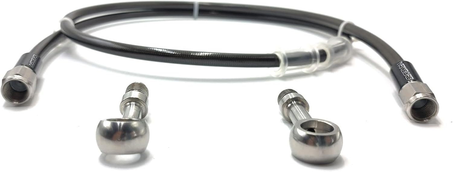 AN3 M10 – Tubo de manguera de aceite trenzado de acero inoxidable negro para motocicleta, tubo giratorio de 360 grados de acero inoxidable para