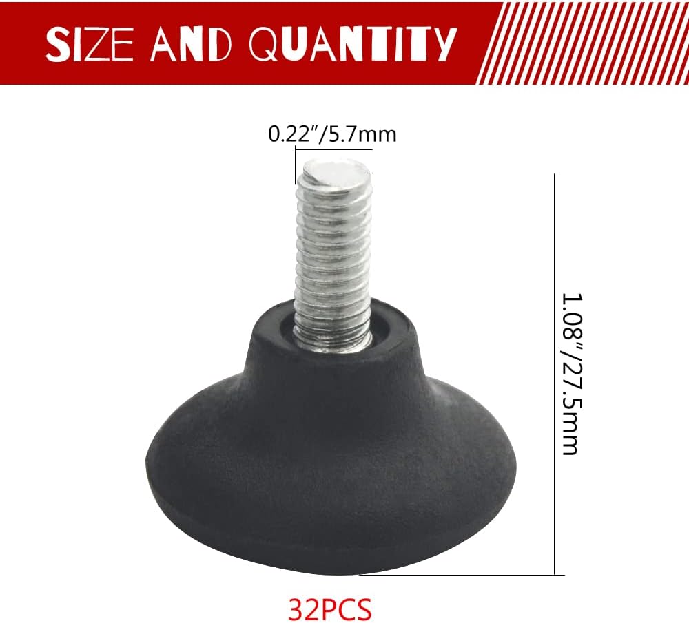 WMYCONGCONG 32 patas niveladoras de tornillo, nivelador de mesa ajustable, patas de nivelación de muebles, patas de nivelación ajustables para mesa,