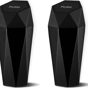 2 botes de basura para automóvil con tapa, mini cubo de basura portátil para automóvil, diseño de diamante, a prueba de fugas, accesorios para el 2 botes de basura para automóvil con tapa, mini cubo de basura portátil para automóvil, diseño de diamante, a prueba de fugas, accesorios para el