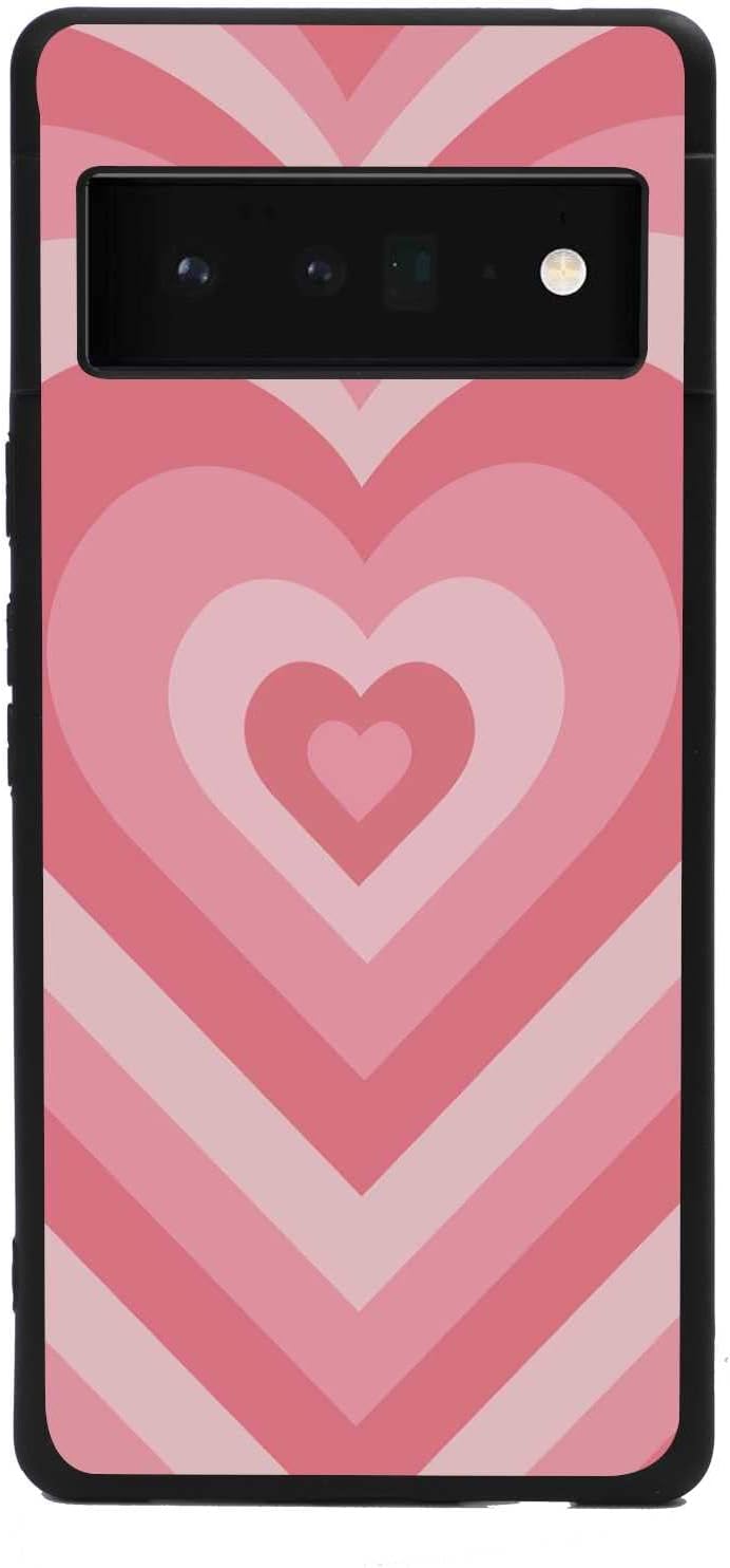 Funda diseñada para Google Pixel 6 Pro (2021), diseño de corazón rosa, café, latte remolino, San Valentín, diseñado para Google Case para mujeres y