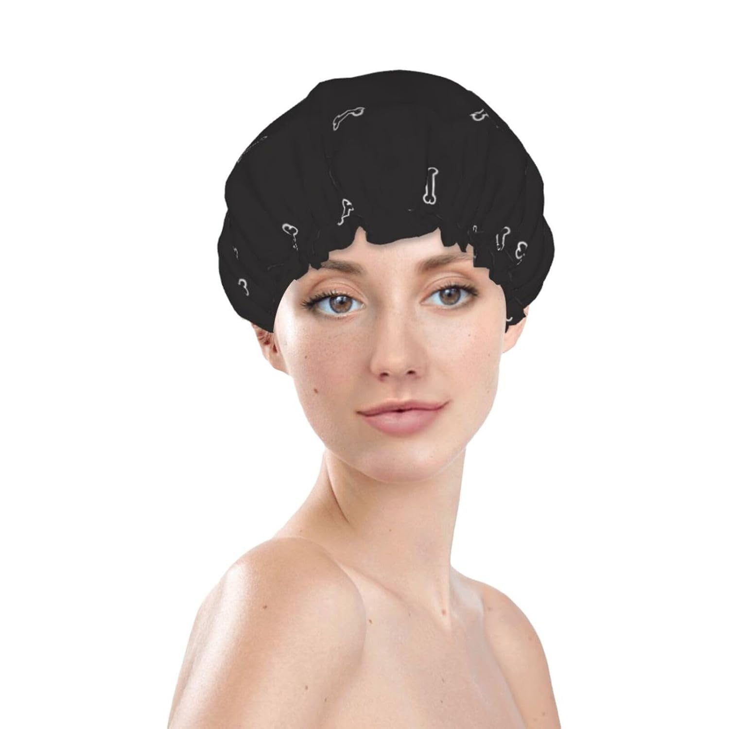 Cute Dog Double Layer Waterproof Shower Cap Suitable For All Head Sizes