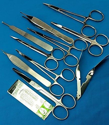 5 cuchillas No 20 Plus Adson Pinzas Webster Soporte de aguja Hemostato Mosquito Pinzas Mango Escalpelo Iris Tijeras de funcionamiento Tijeras Cynamed