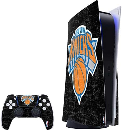 Skinit Calcomanía para juegos compatible con consola y controlador PS5, diseño de logotipo secundario negro de los New York Knicks de la NBA