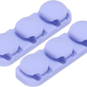 MECCANIXITY 2 clips de cable organizadores para escritorio, 6 ranuras de silicona adhesivos, organizador de cables para cable USB, color morado MECCANIXITY 2 clips de cable organizadores para escritorio, 6 ranuras de silicona adhesivos, organizador de cables para cable USB, color morado
