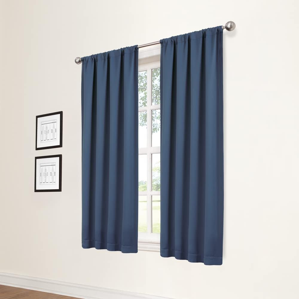 Merryfeel Cortinas opacas para ventana, bolsillo para barra, oscurecimiento de la habitación, reducción de luz y ruido, cortinas con aislamiento