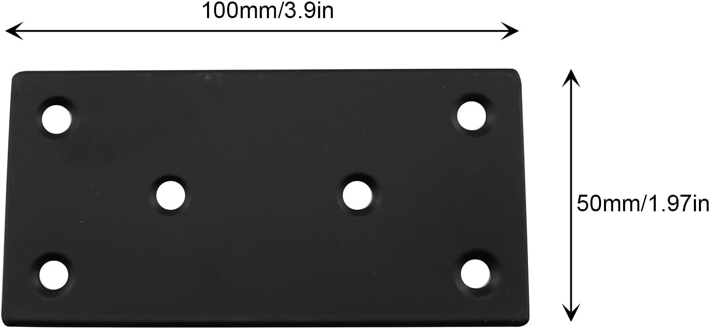Mending Plates JCBIZ – 4 soportes de acero inoxidable negros de 3.937 x 1.969 in con tornillos, soporte plano para madera, estantes, muebles,