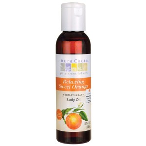 Aura Cacia Aromaterapia de baño y masaje relajante aceite corporal de naranja dulce, 4 onzas Aura Cacia Aromaterapia de baño y masaje relajante aceite corporal de naranja dulce, 4 onzas