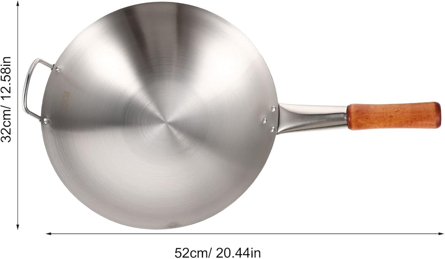 Kichvoe Sartén wok de acero al carbono de fondo redondo, Pow Wok de acero al carbono, wok y sartenes para cocinar en el hogar y profesional-12.5