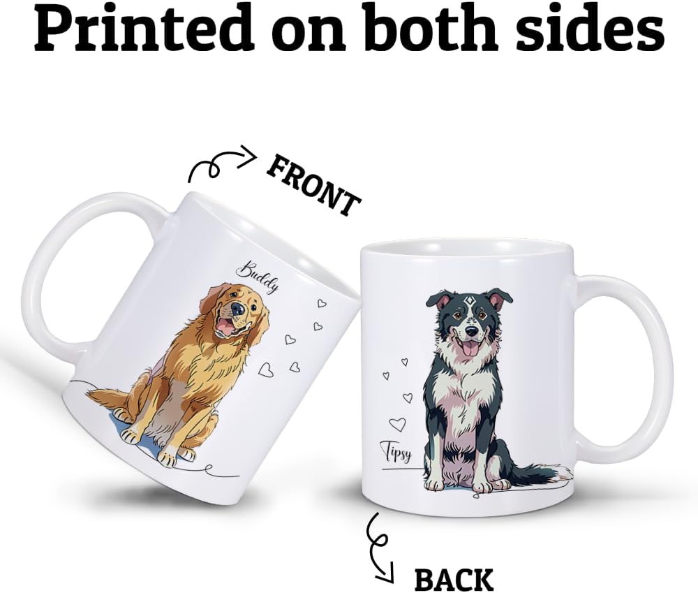 Taza de café personalizada para perro, taza de café personalizada de 11 onzas, taza de café personalizada con nombre de foto de mascota, regalos