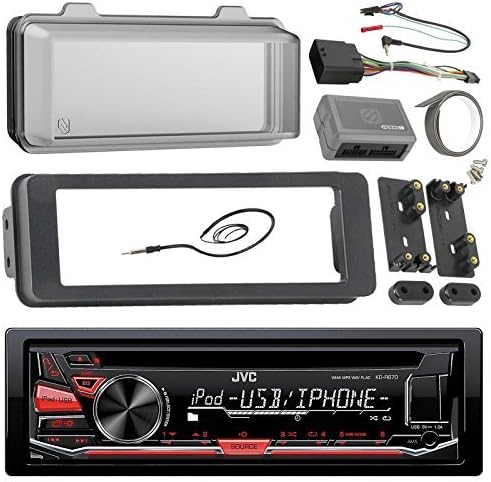 JVC Paquete de radio marina con receptor de CD estéreo, Harley Davidson Touring Flht Flhx Flhtc 1998 2013, kit adaptador de tablero, módulo de