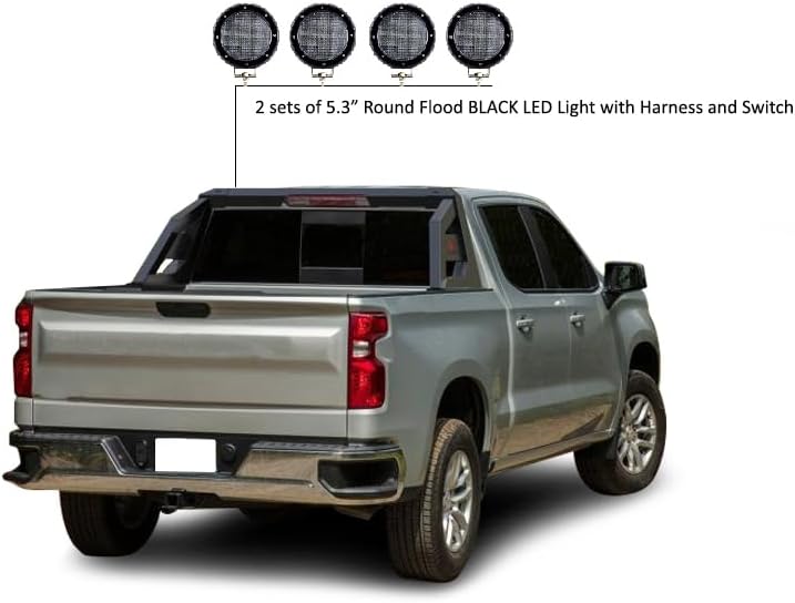 Black Horse Armour – Juego de luces LED de 5.3 pulgadas de diámetro, color negro, compatible con Chevrolet Silverado 3500 01-06  Chevrolet Silverado