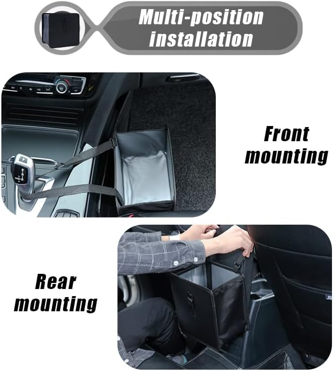 1 basurero colgante para automóvil, 8.6 x 8.6 x 5.7 pulgadas, caja de almacenamiento impermeable para asiento trasero, consola central de asiento