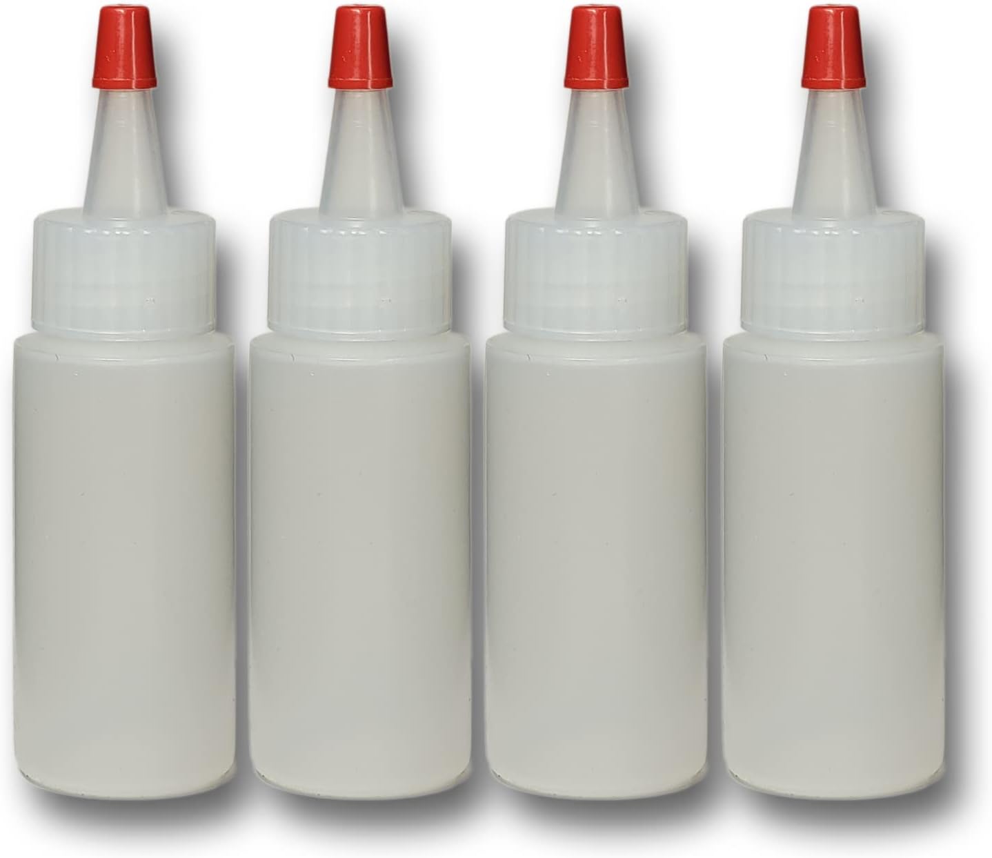 Paquete de 4 mini botellas de 1 onza  LDPE translúcido de grado alimenticio sin BPA con tapa Yorker para artes, manualidades, pegamento, glaseado,