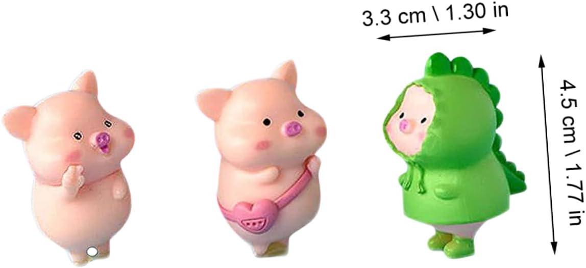 GANAZONO 7 piezas de adornos decorativos de cerdo mini animales sandía decoración pastel decoración Pascua fiesta bolsa relleno miniatura paisaje