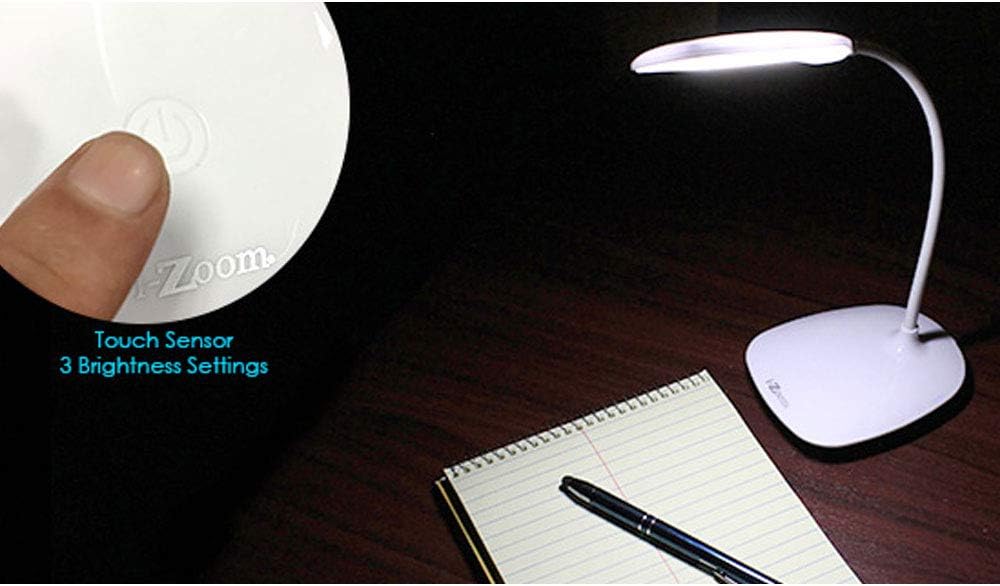 Lámpara de escritorio recargable con cuello flexible, regulable, sensor táctil, luz cisne, 120 lúmenes LED blanco