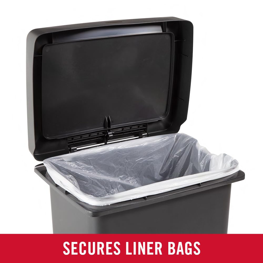 Rubbermaid Bote de basura de alta capacidad, 19 galones, basura o reciclaje de flujo simple o doble, carbón, pedal de acero inoxidable, para el