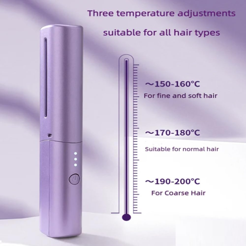 Mini alisador de pelo recargable, cepillo alisador inalámbrico portátil, alisador de pelo de viaje recargable por USB, peine alisador eléctrico de