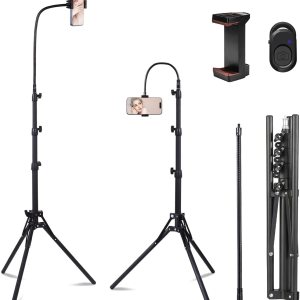 Lusweimi – Soporte de trípode para teléfono celular, de 81 pulgadas de alto, trípode de cuello de cisne ajustable de 360 con soporte para teléfono, Lusweimi – Soporte de trípode para teléfono celular, de 81 pulgadas de alto, trípode de cuello de cisne ajustable de 360 con soporte para teléfono,