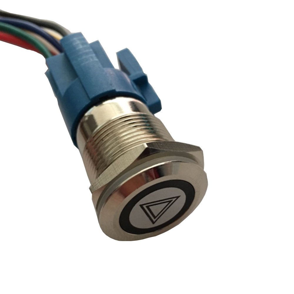 ESUPPORT 12 V Vehículo de coche azul LED luz emergencia peligro advertencia botón metal interruptor de palanca enchufe enchufe 0.748 in