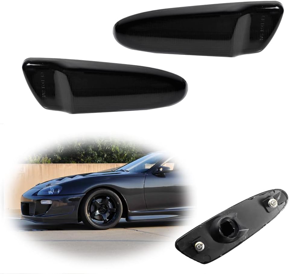 Lente ahumada, luz de marcador lateral frontal, carcasa de la lámpara de guardabarros compatible con Toyota SUPRA MK.4 1997 1998 y Toyota Celica