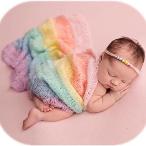 Coberllus Accesorios de fotografía para bebé recién nacido, manta de mohair para niño y niña, arco iris, larga ondulación, para sesión de fotos Coberllus Accesorios de fotografía para bebé recién nacido, manta de mohair para niño y niña, arco iris, larga ondulación, para sesión de fotos
