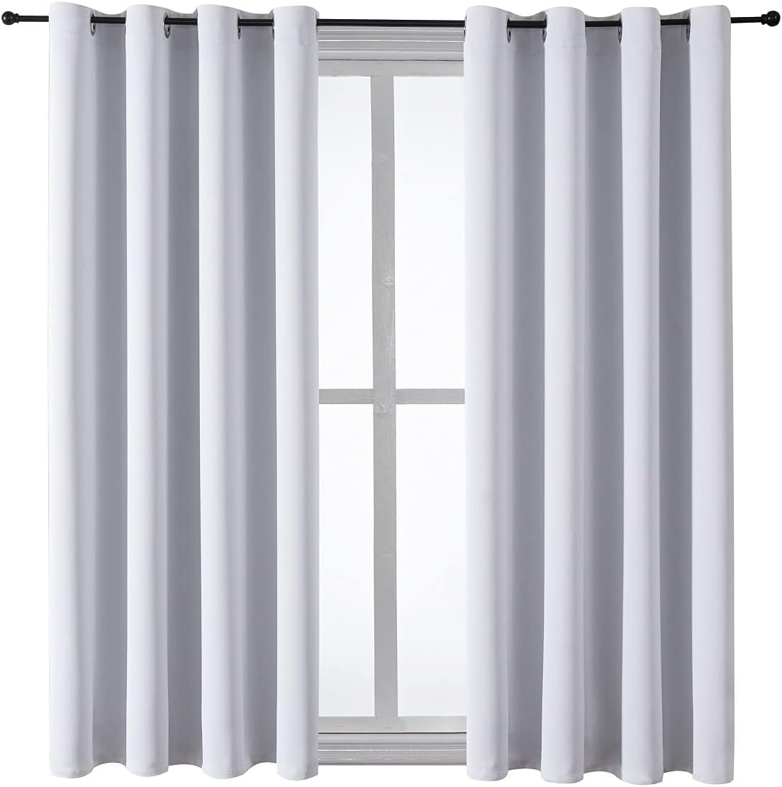 ChrisDowa Cortinas opacas con ojales para dormitorio y sala de estar, juego de 2 paneles de cortinas opacas con aislamiento térmico (blanco