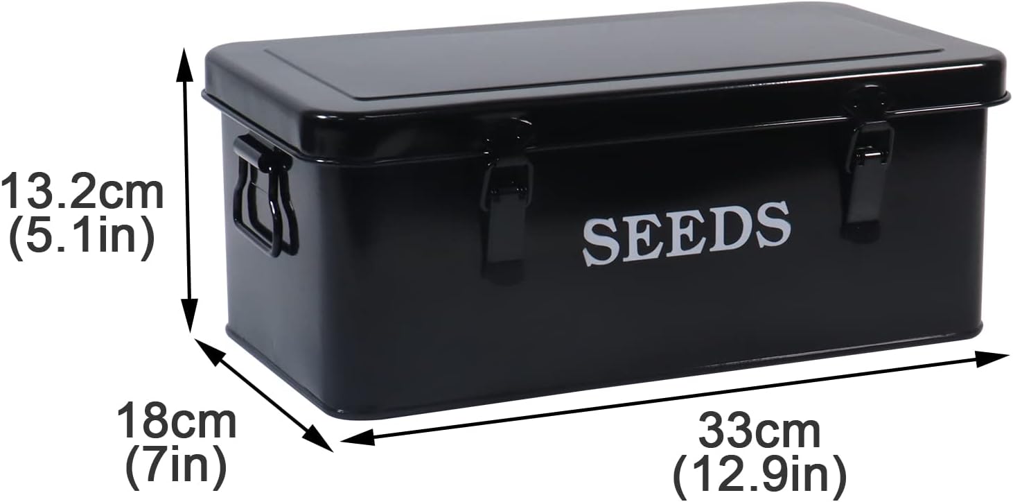 Caja de almacenamiento de semillas, contenedor de semillas de metal, organizador de almacenamiento de semillas con tapa, caja de almacenamiento de