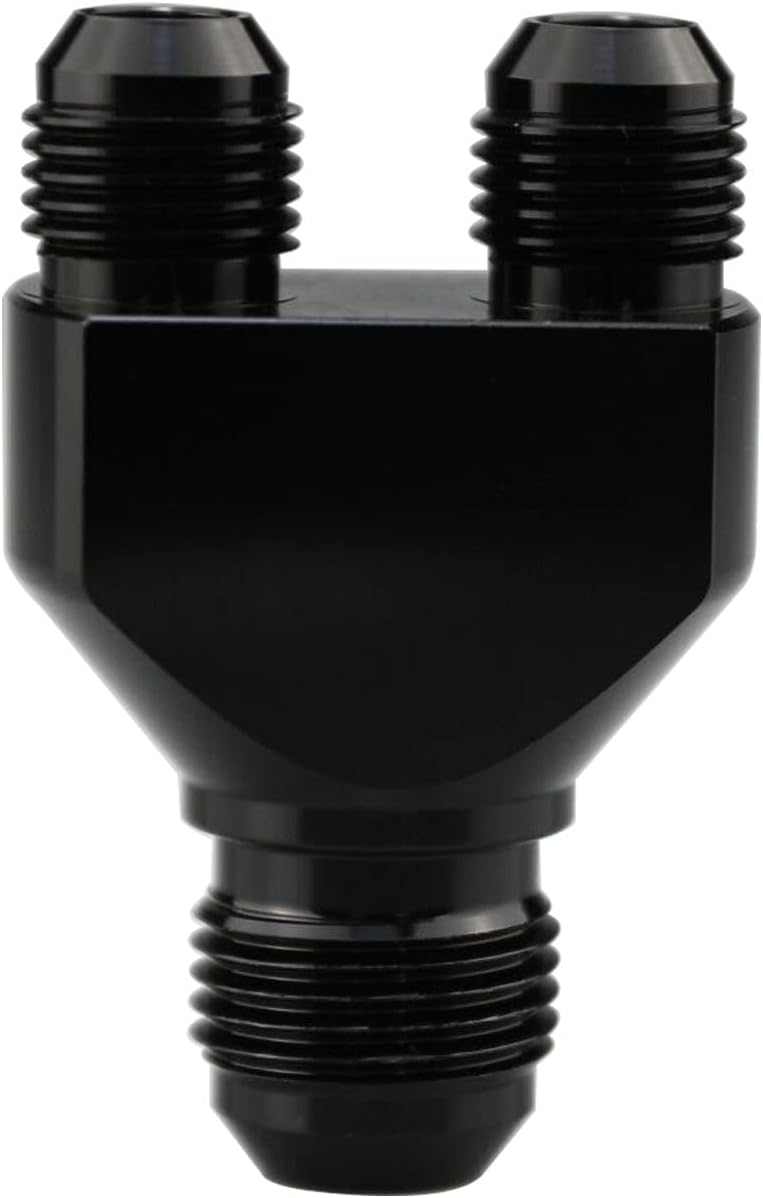 KRD PERFORMANCE Adaptador de bloque en Y de aluminio -8 AN macho giratorio a salida paralela dual 2 x -6 AN macho conector de manguera en T, divisor