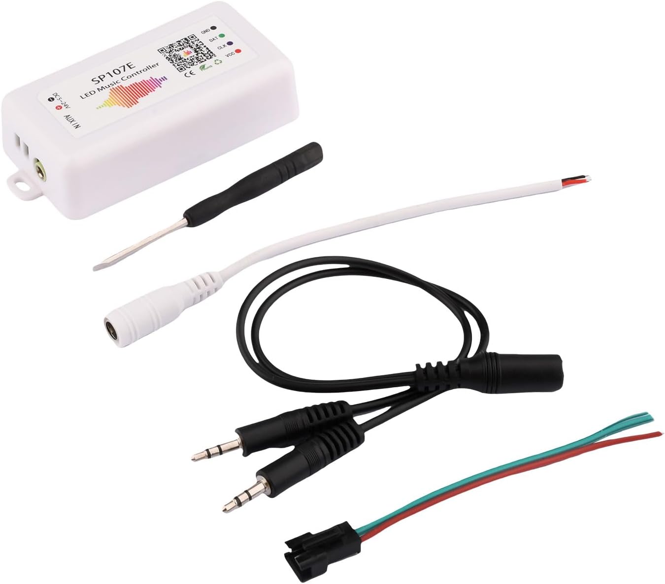 SP107E Controlador de luz LED de píxeles direccionables DC 5V-24V con música móvil BT para WS2812B, WS2801, WS2813 compatible con varios chips LED
